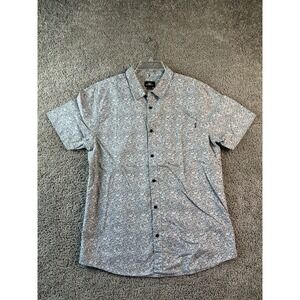 Oneill Hawaiian Shirt Mens Large White Black Short Sleeve Cotton Button Up *